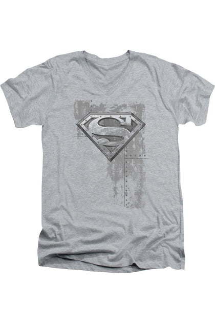 Gildan Superman V-Neck T-Shirt Grey Medium 2