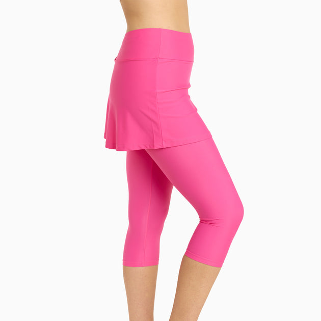 Calypsa Skirted Swim Capris Pink 2X 4