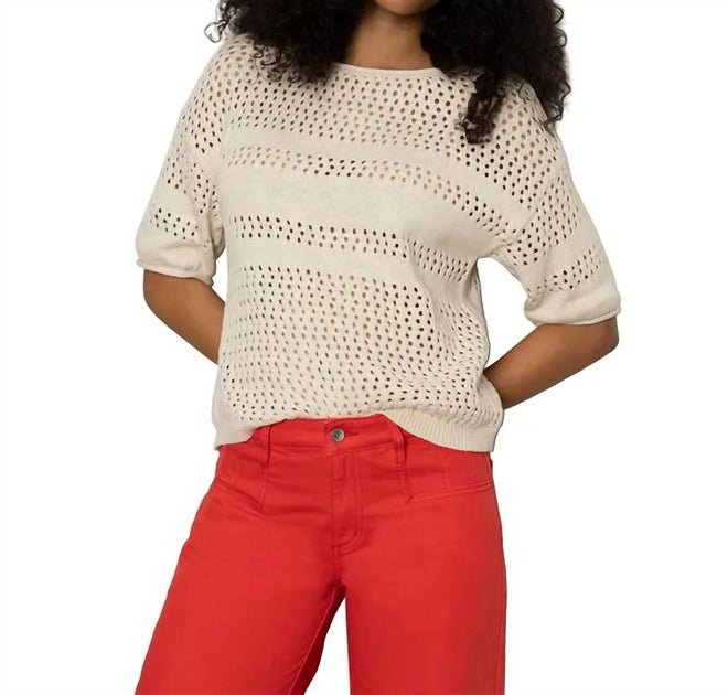 Sanctuary Openwork Tee Beige Small 3