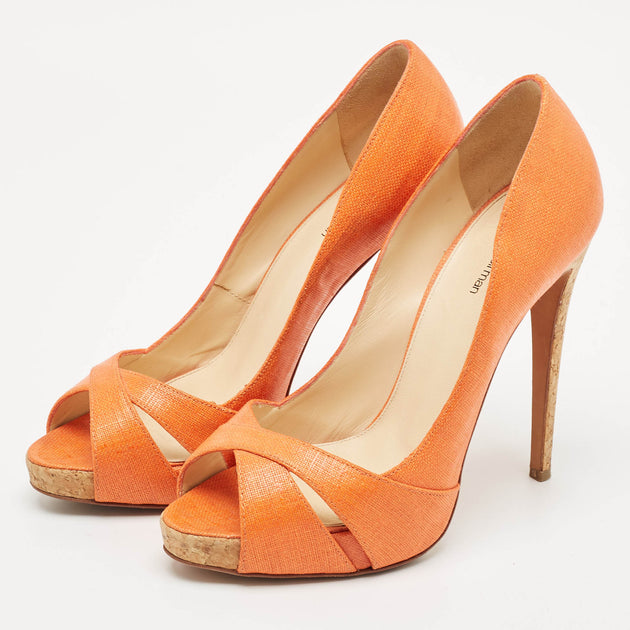 Alexandre Birman Peep Toe Pumps Orange EU 39.5 3