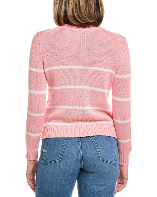 Hannah Rose Stripe Cashmere-Blend Sweater Pink Medium 3