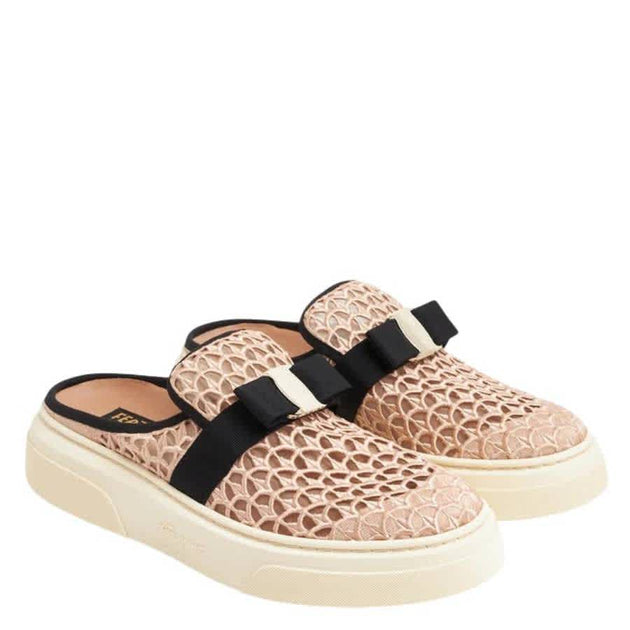 Salvatore Ferragamo Laser-Cut Vara Bow Mule Sneaker Beige US 8.5 3