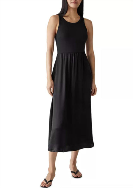 Michael Stars Bridgette Mixed Media Dress Black Large 4