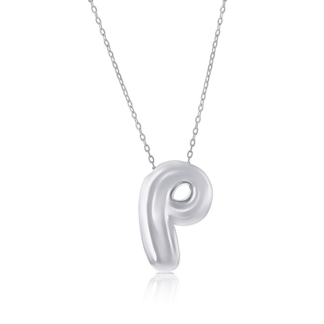 Simona Bubble R Initial Necklace Silver 4