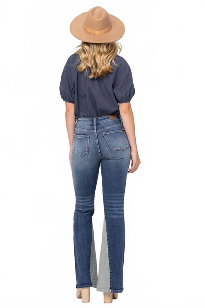 Judy Blue Mid Rise Inseam Panel Flare Jeans Blue 29 4