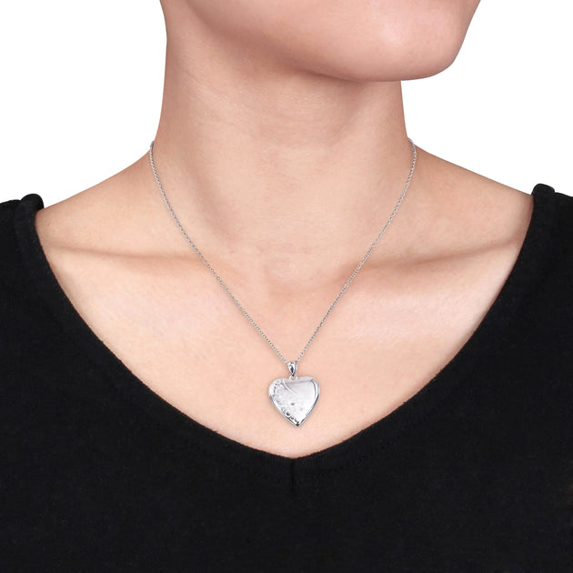 Mimi & Max Heart Locket Pendant Silver 4