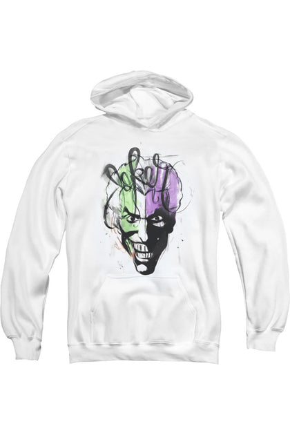 Gildan Batman Joker Airbrush Youth Pullover Hoodie White Medium 2