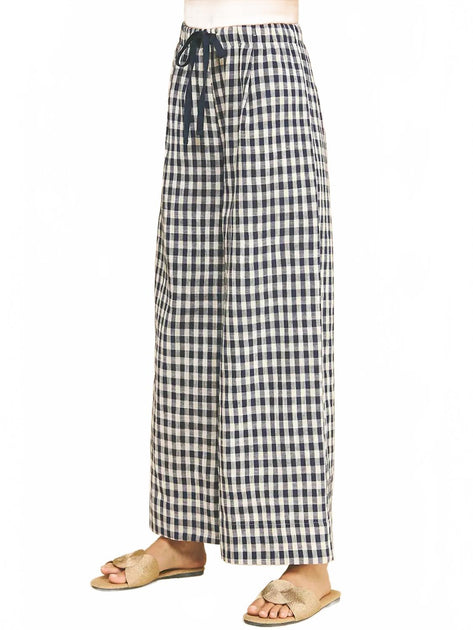 PINCH Gingham Drawstring Pants White Large 4