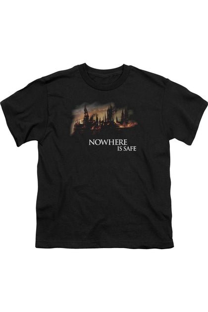 Gildan Harry Potter Burning Hogwarts Youth T-Shirt Black Medium 2