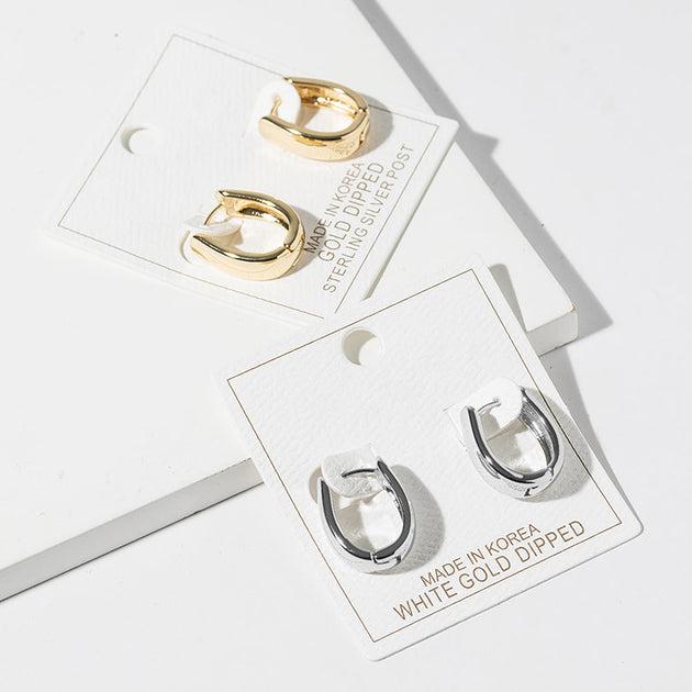 FASHNZFAB Teardrop Huggie Hoop Earrings Silver 4