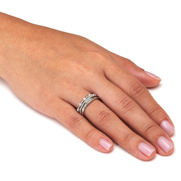 Palm 3-Piece Stacked Band Set White US 6 4
