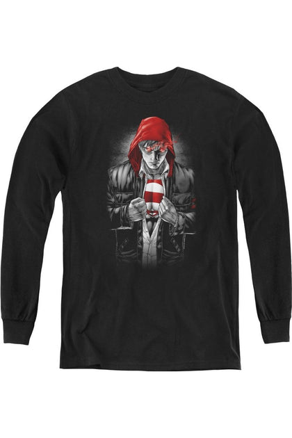 Gildan Superman Earth One Youth Long Sleeve Tee Black XLarge 2