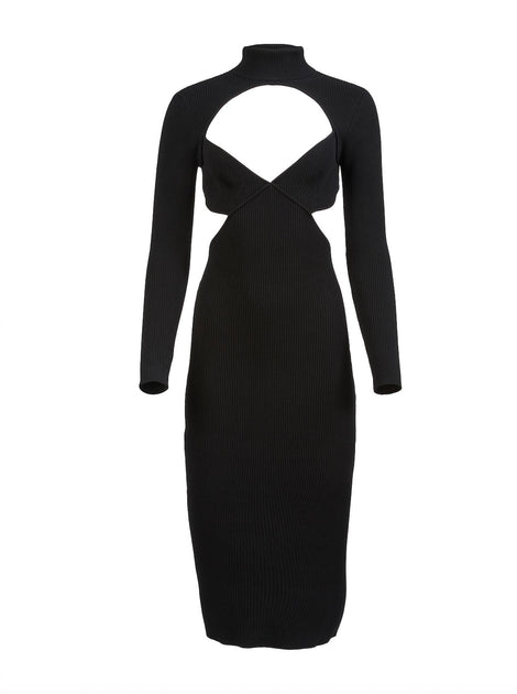 Fleur Du Mal Knit Cross Back Midi Dress Black Large 4