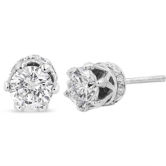 Haus of Brilliance Crown Diamond Stud Earring Silver 3