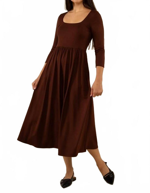 nlt Lake 3/4 Sleeve Swing Dress Gold Medium 3