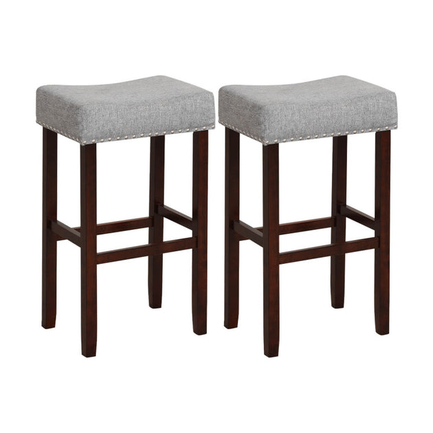 Hivvago 2er Set gepolsterte Barhocker Beige 3