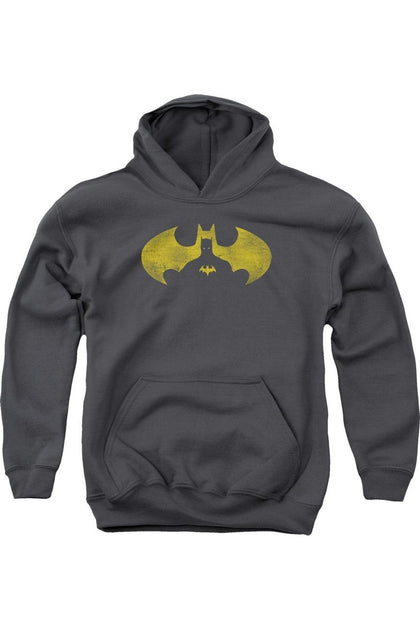 Gildan Batman Bat Symbol Knockout Youth Pullover Hoodie Grey Large 2