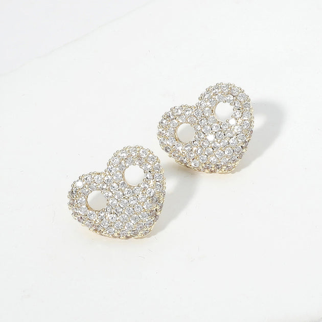 FASHNZFAB Heart Mariner Link Stud Earrings Silver 2