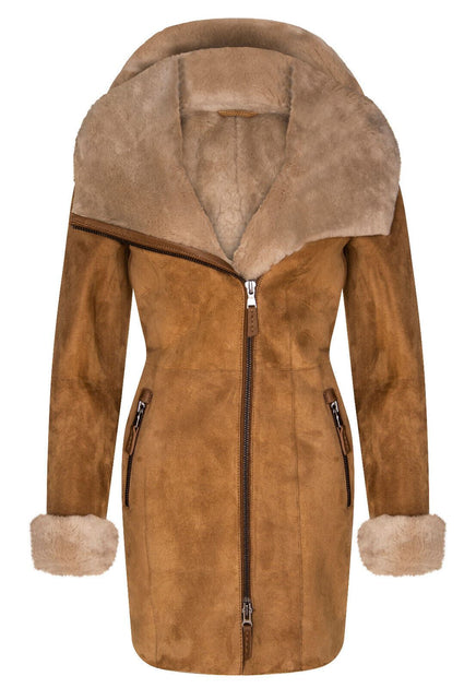 Infinity Merino Sheepskin Hooded Coat Brown 5XL 2