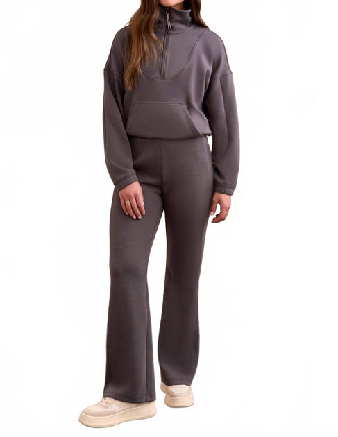 TRIBAL Techno Lux Rib Pull-On Flare Leg Pants Grey XSmall 4