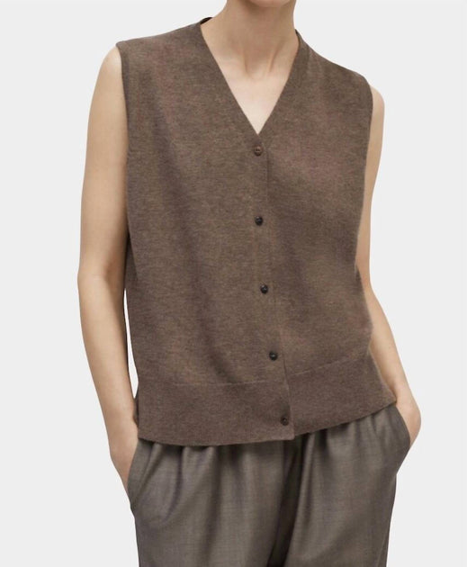 Cordera Merino Wool Lace Waistcoat Brown One Size 2