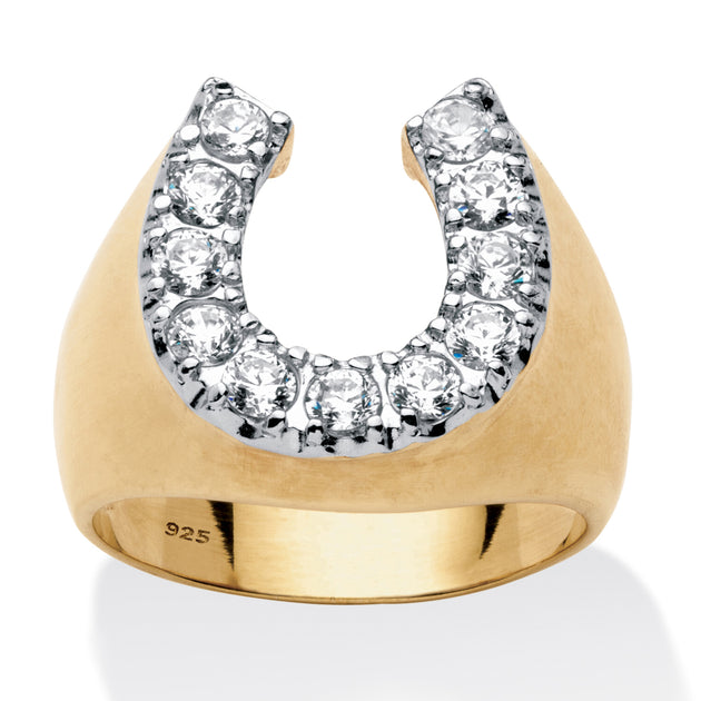 Palm Men's Horseshoe Ring Gold-Plated Sterling Silver Silver US 7 2