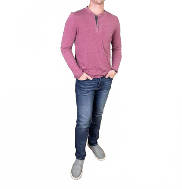 Chemise Henley à manches longues Flags & Anthem Chatham Burnout Slub Rose Medium 4