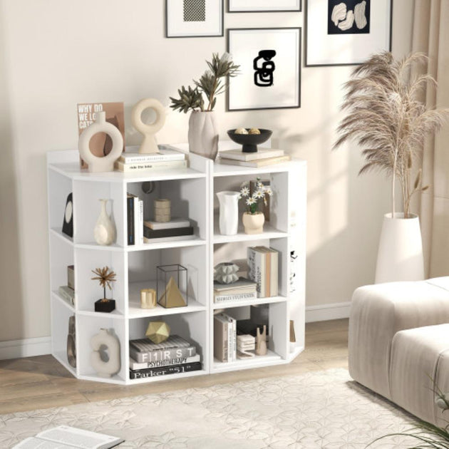 Hivvago 3-Tier Corner Cabinet with Charging Station White 3