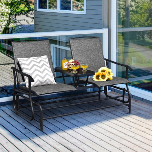Hivvago Double Rocking Loveseat Turquoise 4