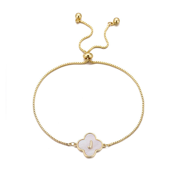 Adornia Initial Clover Bolo Bracelet Gold 4