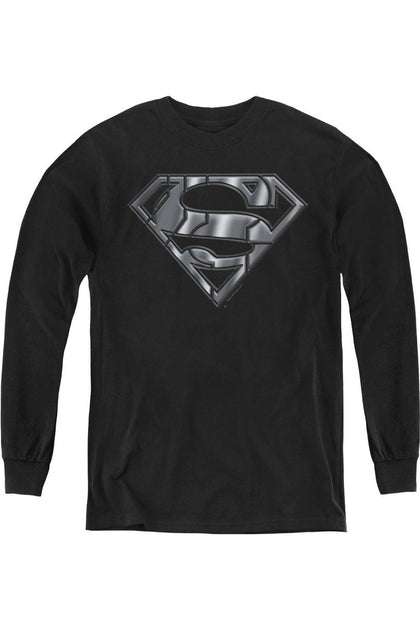 Gildan Superman Mech Shield Youth Long Sleeve T-Shirt Black XLarge 2