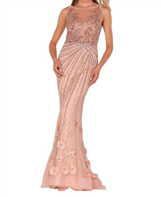 Terani Couture Sleeveless Floral Lace Gown Pink US 14 2
