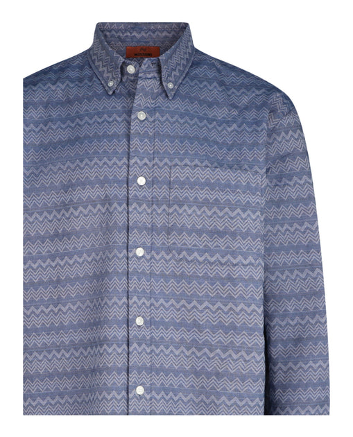 M Missoni Chevron-Pattern Hemd Blau Small 7