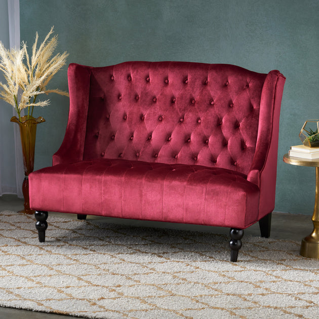 Streamdale Furniture Streamdale Modern Glam Velvet Wingback Loveseat