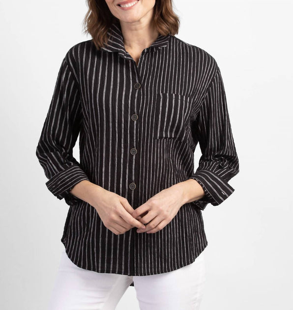Habitat Flip Stripe Boyfriend Shirt Black XLarge 2