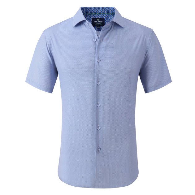 Tom Baine Slim Fit Performance Kurzarm Geometric Button Down Weiß XXLarge 2