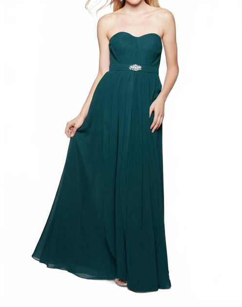 Milano Formals Strapless Chiffon Dress Green US 4 2