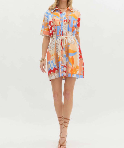 entro Resort Mini Shirt Dress Multi Small 2