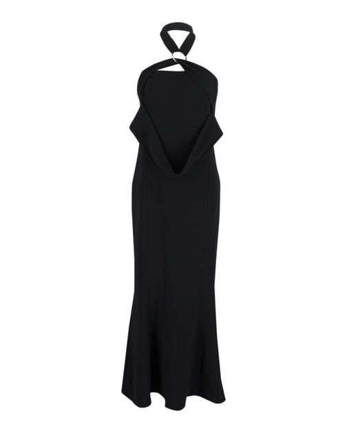 diane von furstenberg halter dress Gown In Black Polyester Enable WhatsApp Ties at neck Halter Pants Black Shirt With Color:Brown/Tan