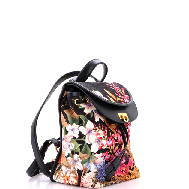 Salvatore Ferragamo Gancini Flap Drawstring Backpack Multi Small 3