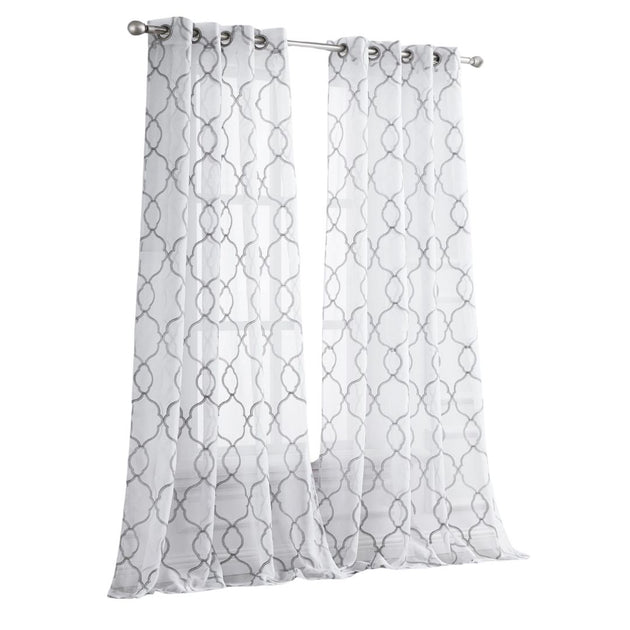 Hivvago 84" Silbernes Spaltpattern bestickter Vorhangpaneel 2