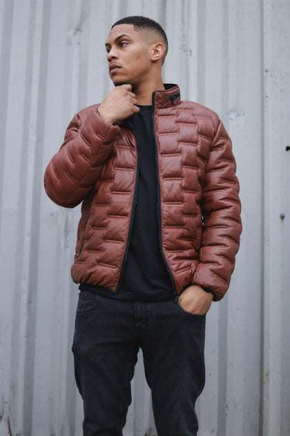 Infinity Torpoint Brown Leather Bomber Jacket Large 2