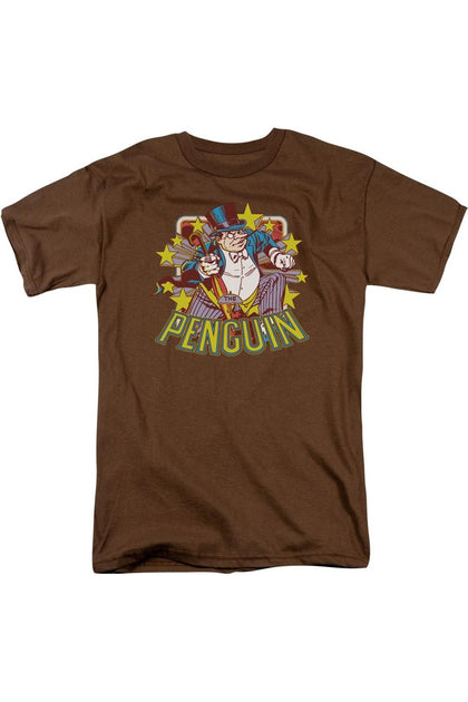 T-shirt Gildan DC Comics Penguin Stars Marron XL 2