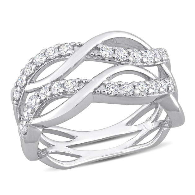 Mimi & Max Cubic Zirconia Crisscross Ring Silver US 6 2