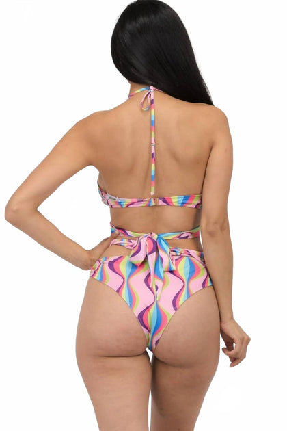 Miss8 Swirl Print Halter Bikini Set Multi Medium 4