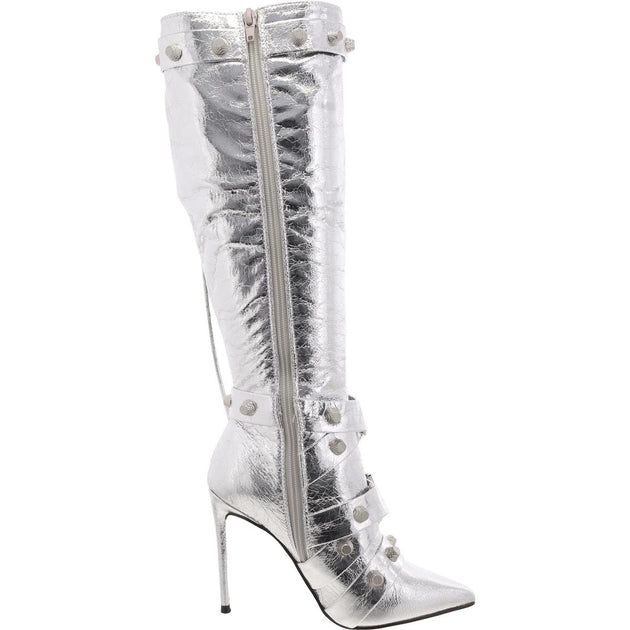 Steve Madden Fink Womens Faux Leather Embellished Knee-High