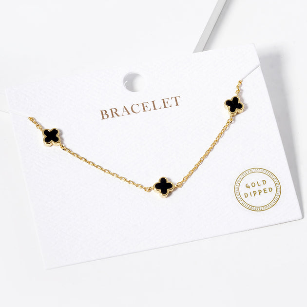 FASHNZFAB Triple Quatrefoil Link Bracelet Blue 4