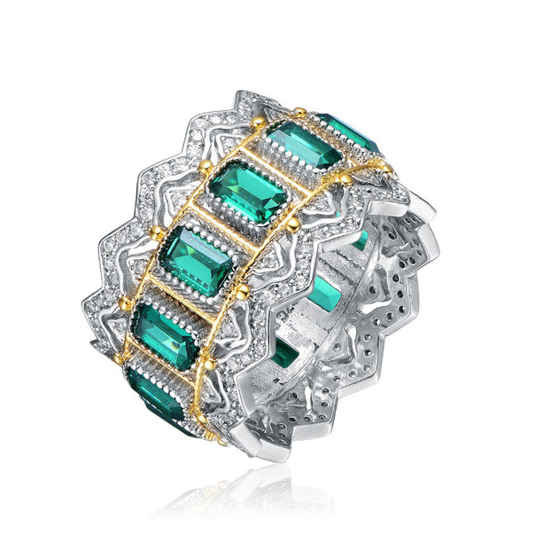 Rachel Glauber Two-Tone Cocktail Ring Blue US 7 2