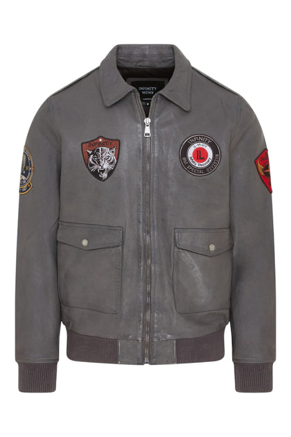 Infinity Hudson G-1 Aviator Leather Bomber Jacket Grey XXXLarge 3