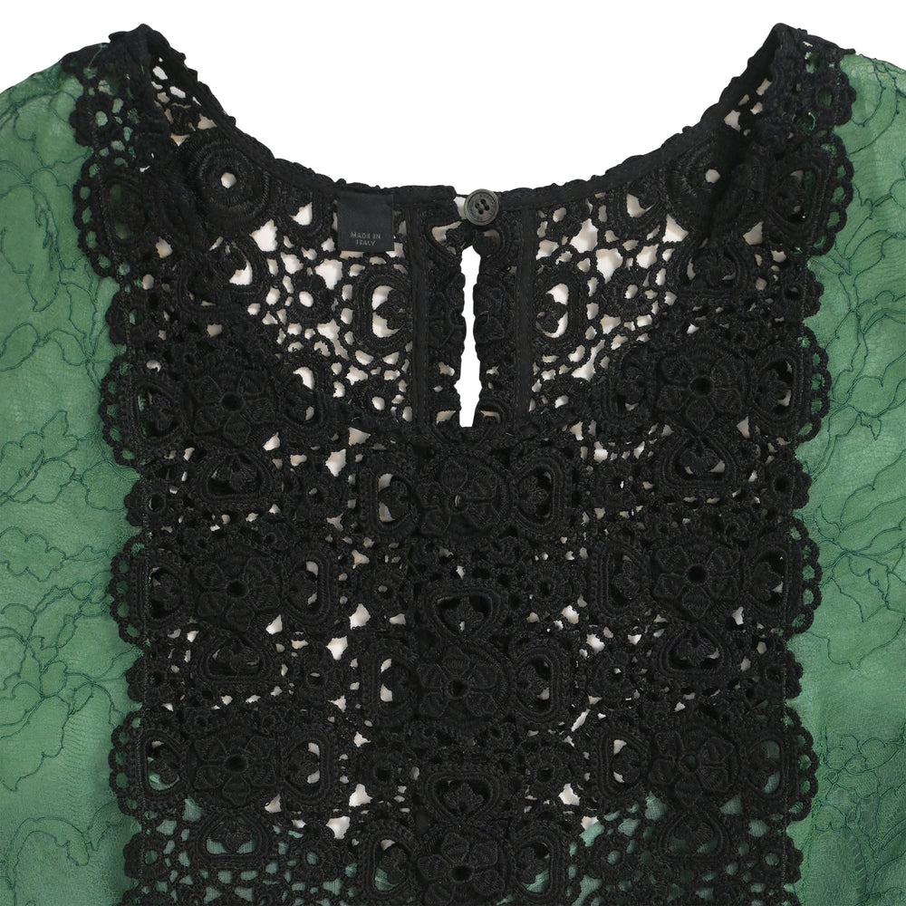 Burberry Prorsum Lace Midi Dress In Green Polyamide | ShopSimon Burberry Prorsum Lace Midi Dress In Green Polyamide | ShopSimon